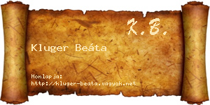 Kluger Beáta névjegykártya
